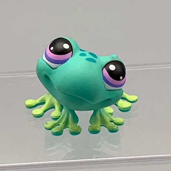 LPS Blue Green Spotted Frog Purple Eyes #155 Littlest Pet Shop 2004 Rainforest - Picture 5 of 8